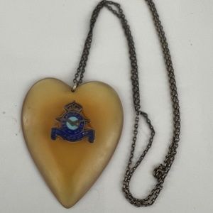 Vintage WWII Royal Canadian Air Force Pilot Lucite Sweetheart Heart Pendant 40's